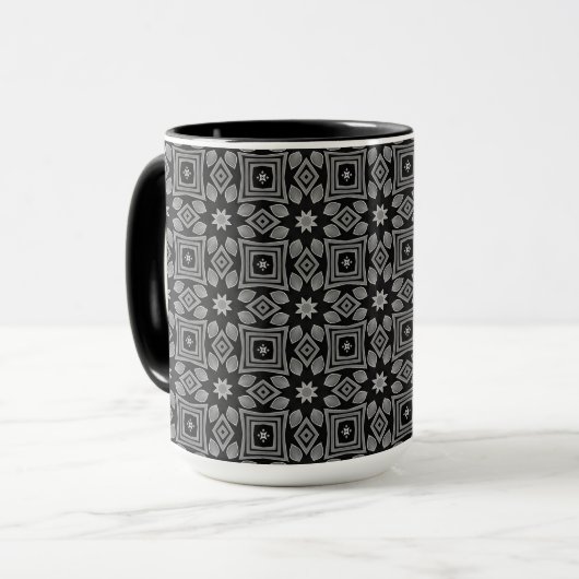 Geometrisches Graustufenmuster Tasse (Vorderseite Links)