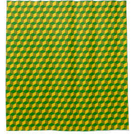 Geometrisches Green Gold-Muster Duschvorhang