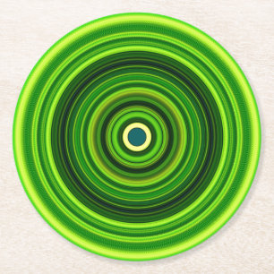 Geometrisches Green Mandala Design-64555 Runder Pappuntersetzer