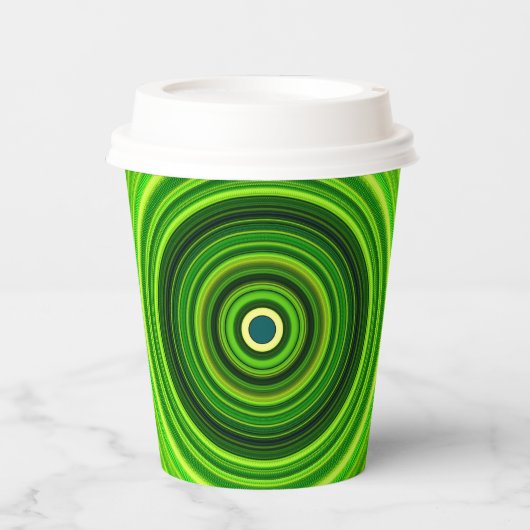 Geometrisches Green Mandala Design Pappbecher (Vorderseite)