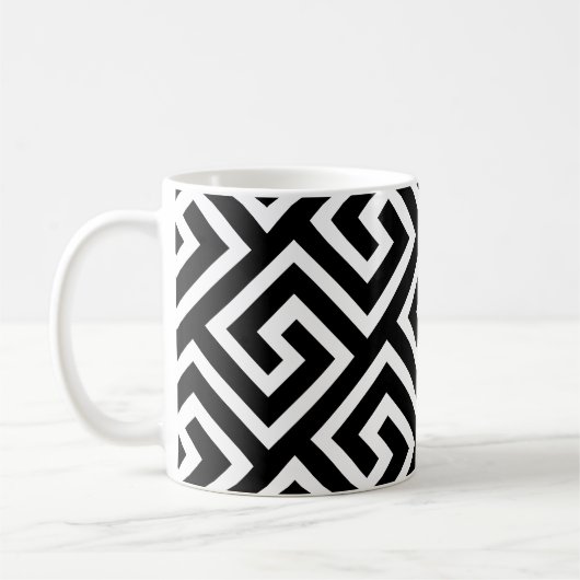 Geometrisches griechisches Schlüsselmuster Kaffeetasse (Links)