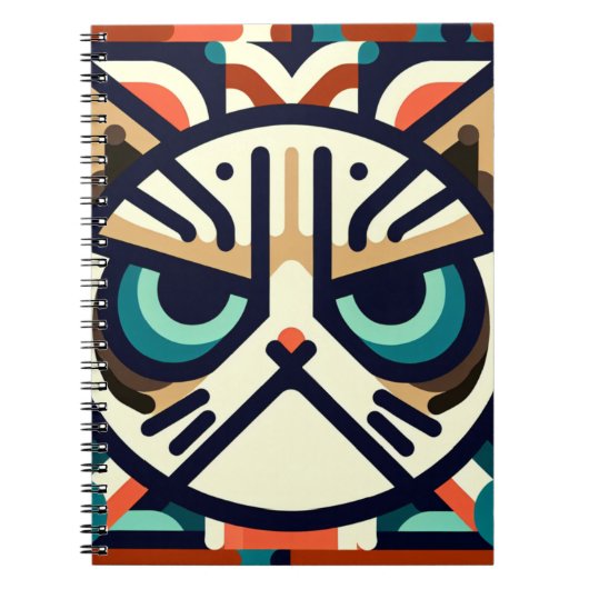 Geometrisches Grumpy Cat Face-Notebook Notizblock (Vorderseite)