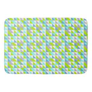 Geometrisches Grün, Blau Weiß Graue Dreiecke Muste Badematte