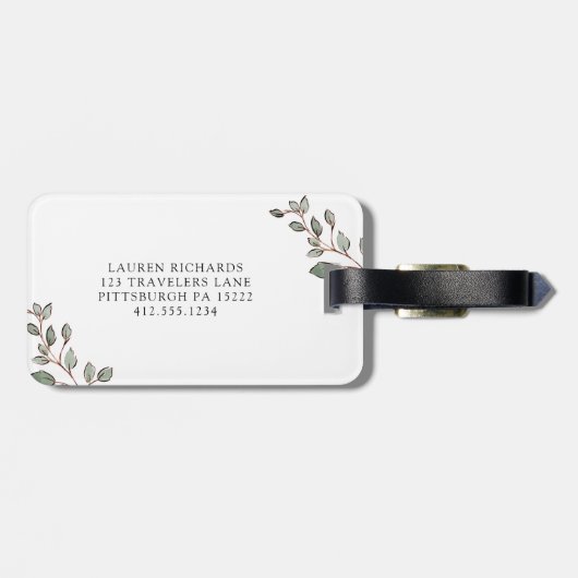 Geometrisches Grün | das Abenteuer fängt Zitat an Gepäckanhänger (Rückseite horizontal)