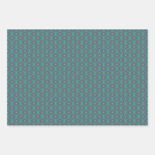 Geometrisches grün dunkelrosa Set Geschenkpapier Set (Vorderseite 2)