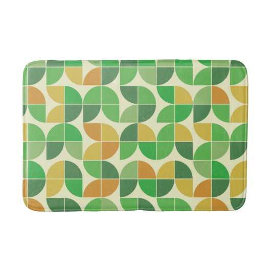 Geometrisches, grün leuchtendes Retro-Mittelteil Badematte (Vorderseite)