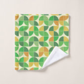 Geometrisches, grün leuchtendes Retro-Mittelteil Badhandtuch Set (Waschlappen)