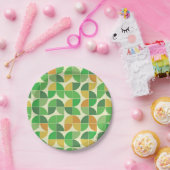 Geometrisches, grün leuchtendes Retro-Mittelteil Pappteller (Party)