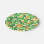 Geometrisches, grün leuchtendes Retro-Mittelteil Pappteller (Schrägansicht)