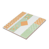 Geometrisches grün-orangefarbenes Muster Fliese (Seite)