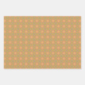 Geometrisches grün-orangefarbenes Set Geschenkpapier Set (Vorderseite)