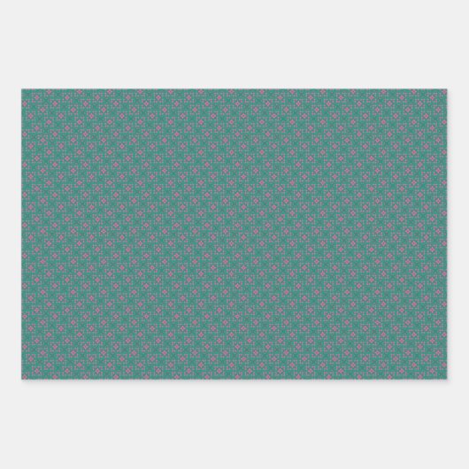 Geometrisches grün rosa Set Geschenkpapier Set (Vorderseite 3)