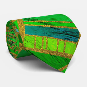 Geometrisches Grün und Goldafrikanisches Stammes- Krawatte