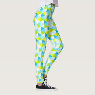 Geometrisches grüne und blaue Dreieck-modernes Leggings