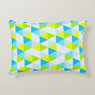 Geometrisches grüne und blaue Dreieck-modernes Zierkissen