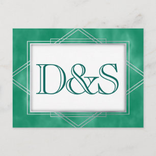 Geometrisches grünes Art-Deco Modernes UAWG Entr Einladungspostkarte