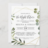 Geometrisches grünes Eukalyptus-Probe Einladung (Vorderseite)