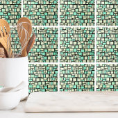 Geometrisches grünes Gelbmuster Fliese