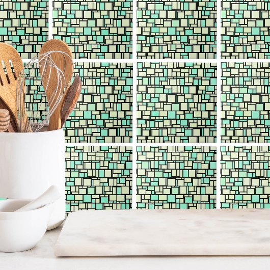 Geometrisches grünes Gelbmuster Fliese