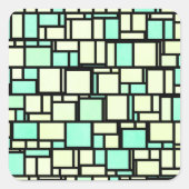 Geometrisches grünes Gelbmuster Quadratischer Aufkleber (Vorderseite)