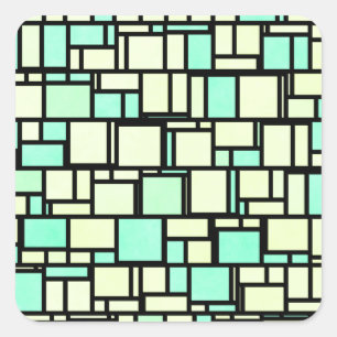 Geometrisches grünes Gelbmuster Quadratischer Aufkleber
