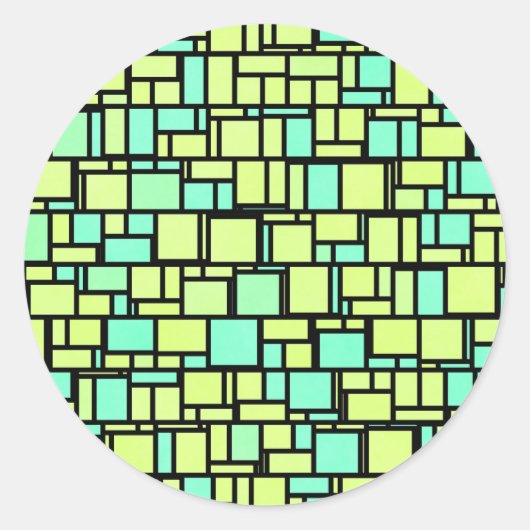 Geometrisches grünes Gelbmuster Runder Aufkleber (Vorderseite)