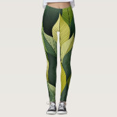 Geometrisches grünes Leaf-Multiprint-Leggings Leggings (Vorderseite)