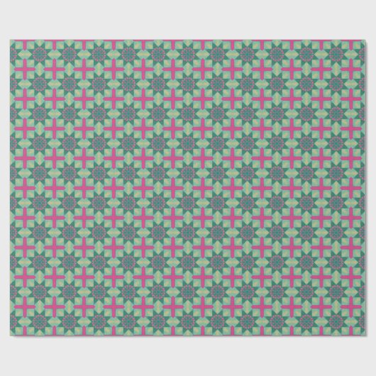 Geometrisches grünes Rosa Nr. 1 Geschenkpapier (Flach)