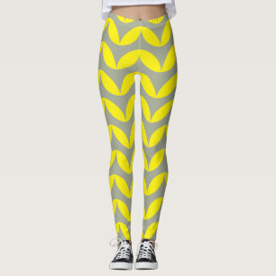 Geometrisches Halbkreisgelb und grau Farbdesign Leggings