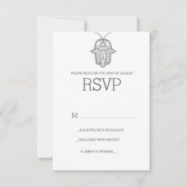 Geometrisches Hamsa Hochzeit UAWG Karte-grau RSVP Karte