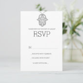 Geometrisches Hamsa Hochzeit UAWG Karte-grau RSVP Karte (Stehend Vorderseite)