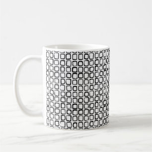 Geometrisches handGezeichnet Schwarzquadrat-Muster Kaffeetasse