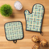 Geometrisches Harmony Oven Mitts & Pot Holders Set (Oben Unten)