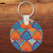Geometrisches helles Muster mit Blätter aus Palmen Schlüsselanhänger (Vorderseite)