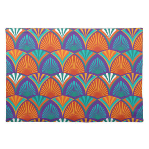 Geometrisches helles Muster mit Blätter aus Palmen Stofftischset