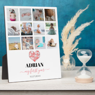 Geometrisches Herz Baby's erstes Lebensjahr Foto-K Fotoplatte