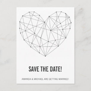 Geometrisches Herz Save the Date Postkartenvorlage Ankündigungspostkarte