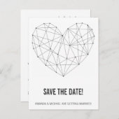 Geometrisches Herz Save the Date Postkartenvorlage Ankündigungspostkarte (Vorne/Hinten)