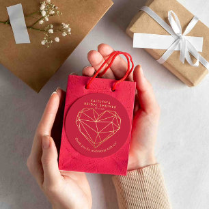 Geometrisches Herz Valentinstag Brautparty Runder Aufkleber