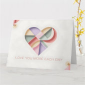 Geometrisches Herzdesign mit Pastellfarben-Blöcken Karte (Gelbe Blume)