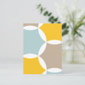 Geometrisches Hexagon Circle Yellow Blue Muster Postkarte (Stehend Vorderseite)