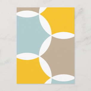 Geometrisches Hexagon Circle Yellow Blue Muster Postkarte
