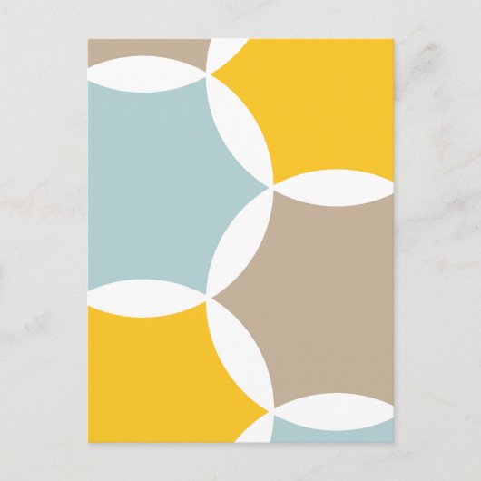 Geometrisches Hexagon Circle Yellow Blue Muster Postkarte (Vorderseite)