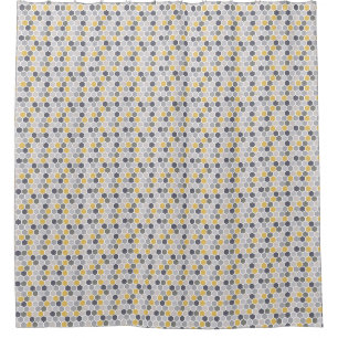 Geometrisches Hexagon Graugelb Moderne Printwerbun Duschvorhang