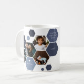 Geometrisches Hexagon | Moderner 4 Foto Vatertag Kaffeetasse (Vorderseite Links)