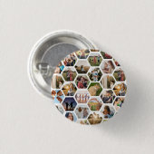 Geometrisches Hexagon-Muster-FotoCollage Button (Vorne & Hinten)
