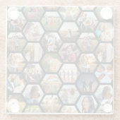 Geometrisches Hexagon-Muster-FotoCollage Glasuntersetzer (Rückseite)