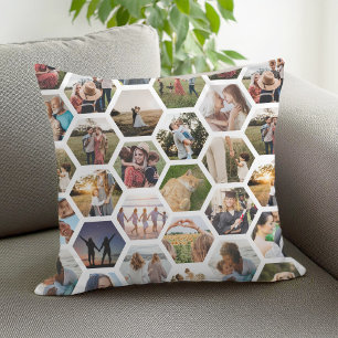 Geometrisches Hexagon-Muster-FotoCollage Kissen