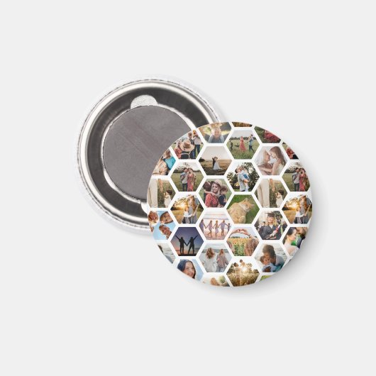 Geometrisches Hexagon-Muster-FotoCollage Magnet (Vorderseite/Rückseite)