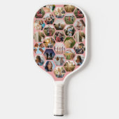 Geometrisches Hexagon-Muster-FotoCollage Pickleball Schläger (Rückseite)